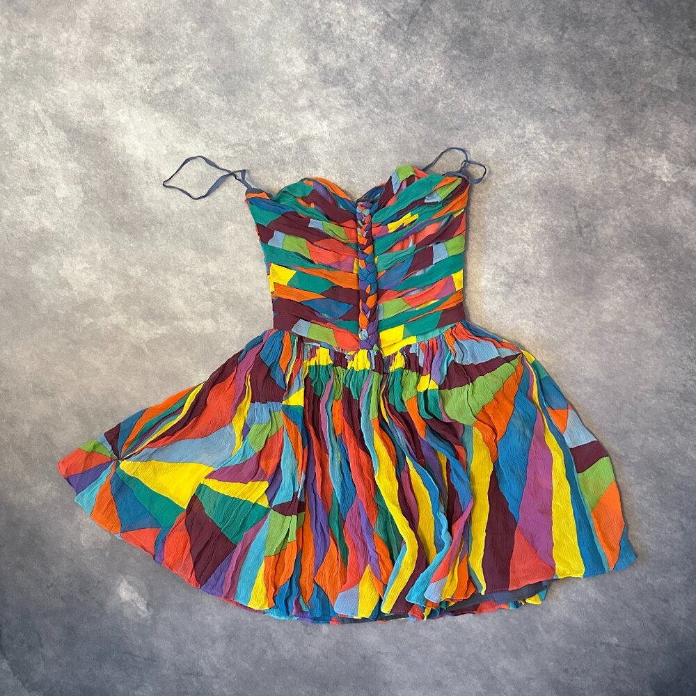 Mara Hoffman Size 2 Multicolored Ribbon Dress with Braid Down the Front